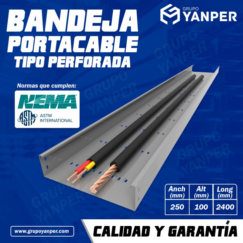Bandeja Porta Cable Negra Perforada 10cm 100mm X 3 Metros