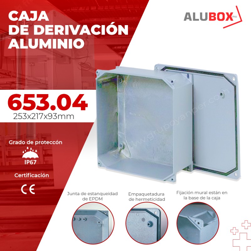 ALUBOX CAJA DE DERIVACION ALUMINIO IP67 253x217x93mm - Productos - GRUPO  YANPER - BANDEJAS PORTACABLE